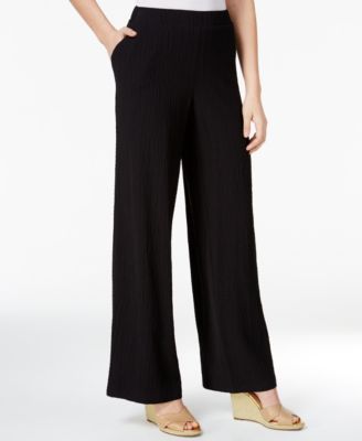 JM Collection - Petite Pull-On Wide-Leg Crinkle Pants