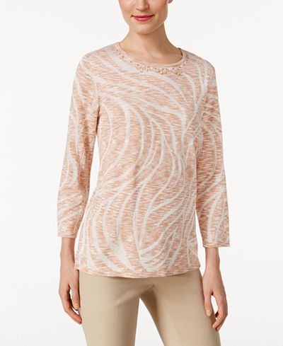 Alfred Dunner Just Peachy Space-Dyed Beaded Tunic