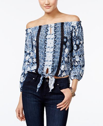 American Rag Printed Off-The-Shoulder Top, Only at Macy's