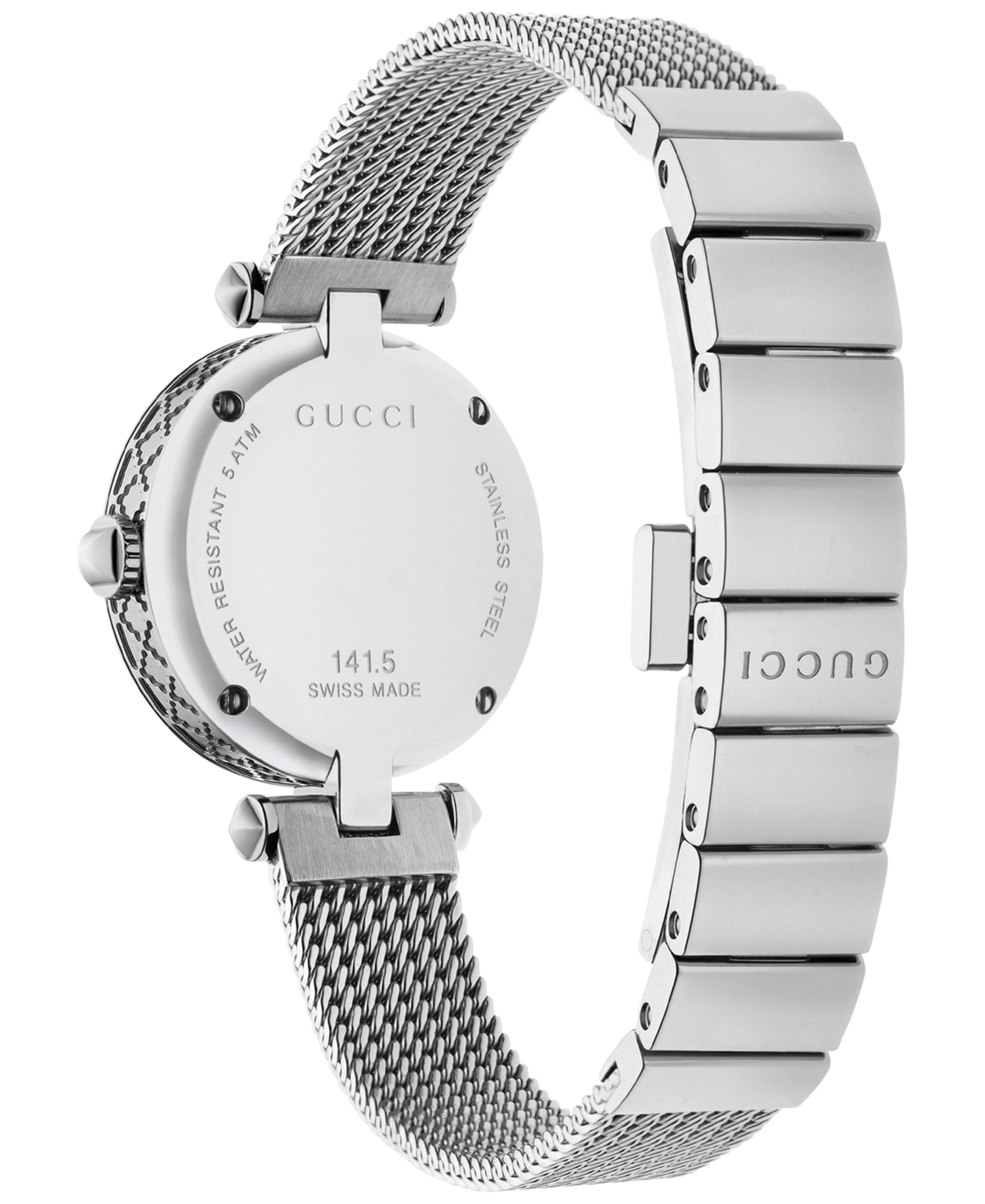 Shop Gucci Women's Swiss Diamantissima Stainless Steel Mesh Bracelet Watch 27mm Ya141504 In Silver