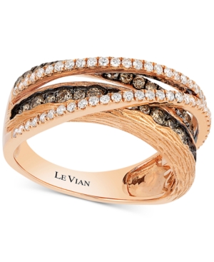 image of Le Vian Chocolatier Diamond Multi-Band Crisscross Ring (9/10 ct. t.w.) in 14K Rose Gold