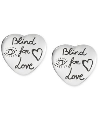 Gucci - Women's Blind for Love Sterling Silver Heart Stud Earrings YBD45525500100U