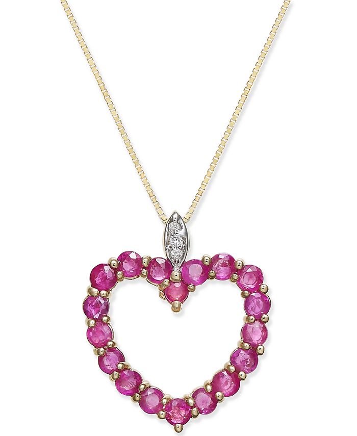 Macy s Ruby 1 3 4 ct. t.w. and Diamond Accent Heart Pendant