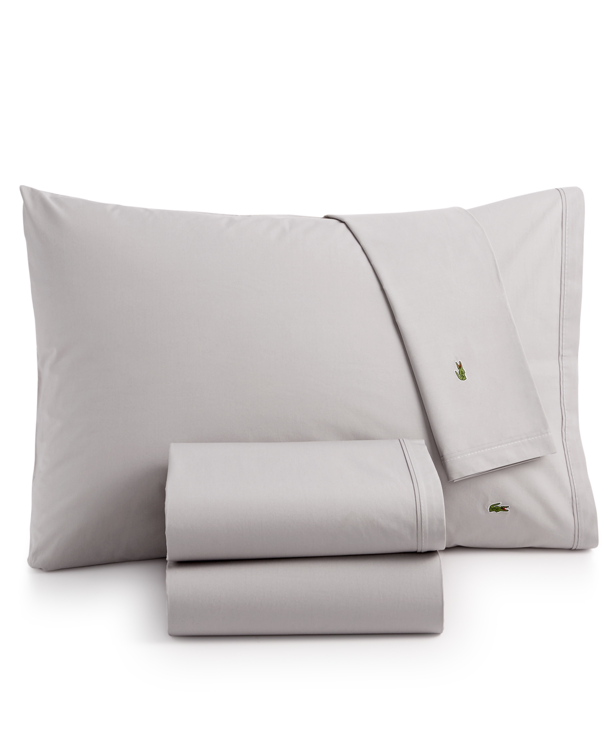 Lacoste Home Solid Cotton Percale Sheet Set, California King In Sleet