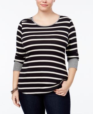 Extra Touch Trendy Plus Size Striped Top - Tops - Plus Sizes - Macy's