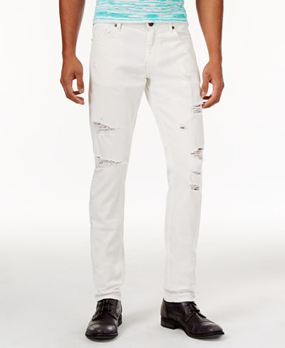 Versace Jeans Men's Slim-Fit White Ripped Jeans - Jeans - Men - Macy's
