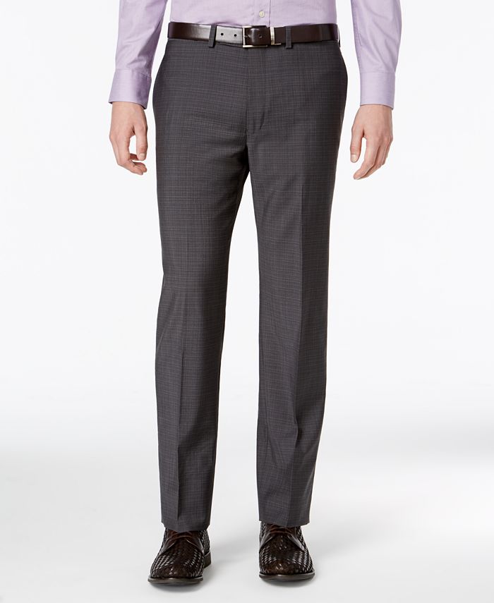 Calvin Klein Men's Extra-Slim Fit Charcoal Shadow Grid Suit - Macy's