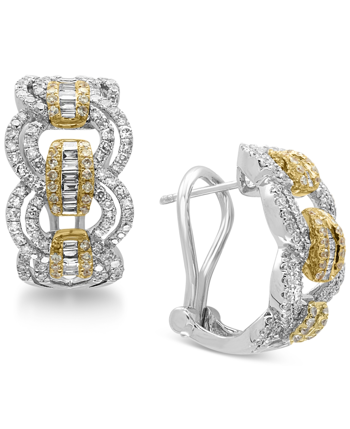 Duo by Effy Diamond Hoop Earrings (1-1/5 ct. t.w.) in 14k Gold and White Gold - Two-Tone