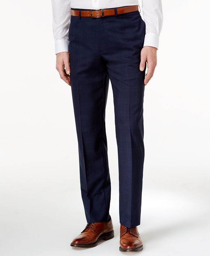 Lauren Ralph Lauren Men's Slim-Fit Navy Plaid Wool Suit - Macy's