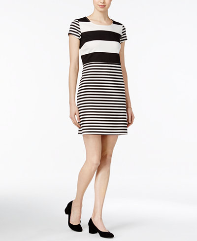 Maison Jules Striped Short-Sleeve Dress, Only at Macy's
