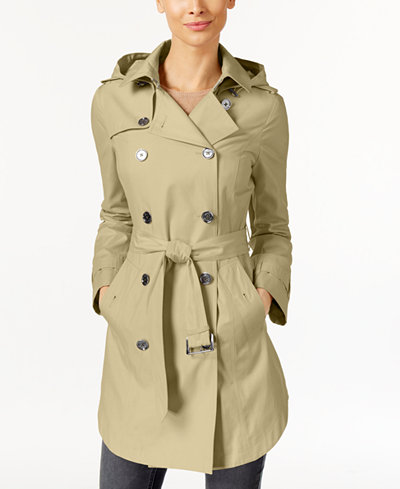 MICHAEL Michael Kors Petite Hooded Trench Coat - Coats - Women - Macy's