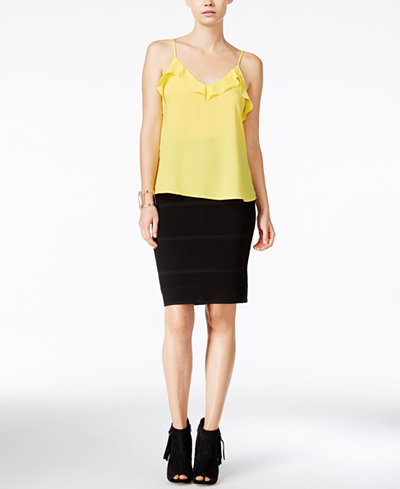 Bar III Ruffled Camisole & Eyelet Pencil Skirt, Only at Macy's