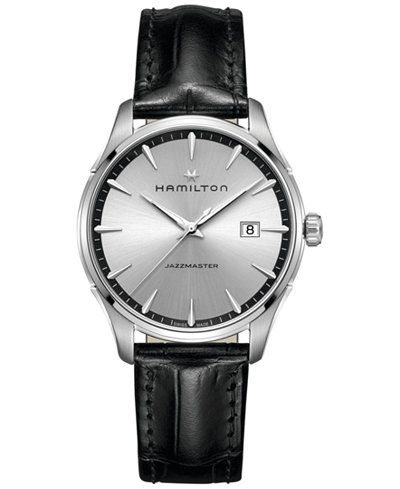 Hamilton Men's Swiss Jazzmaster Black Leather Strap Watch 40mm H32451751