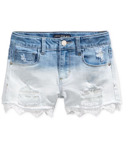 Imperial Star Lace-Trim Ombré Denim Shorts, Big Girls (7-16)