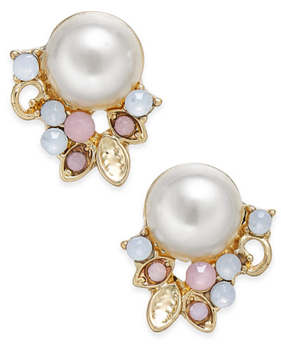 Catherine Stein for INC International Concepts Gold-Tone Imitation Pearl Stud Earrings, Only at Macy's