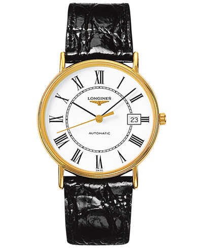Longines Men's Swiss Automatic Le Grande Classic Presence Black Leather Strap Watch 38mm L49212112