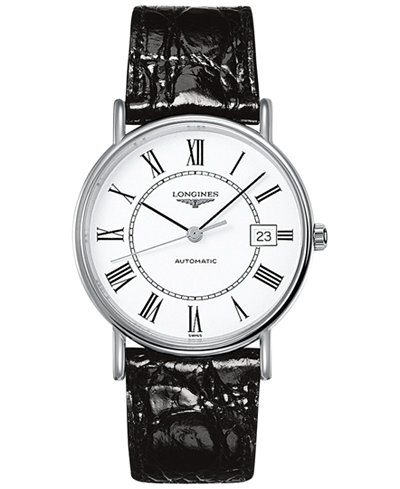 Longines Men's Swiss Automatic Le Grande Classique Black Leather Strap Watch 38mm L49214112