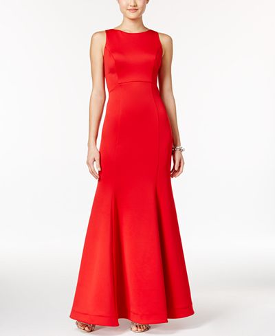 Teeze Me Juniors' Lace-Back Scuba Gown