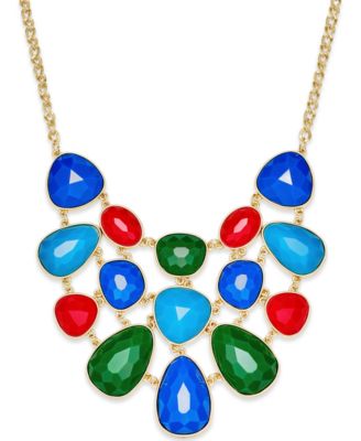 Charter Club - Gold-Tone Colored Stone Statement Necklace