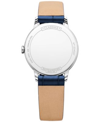 Women's Swiss Classima Blue Leather Strap Watch 31mm M0A10353