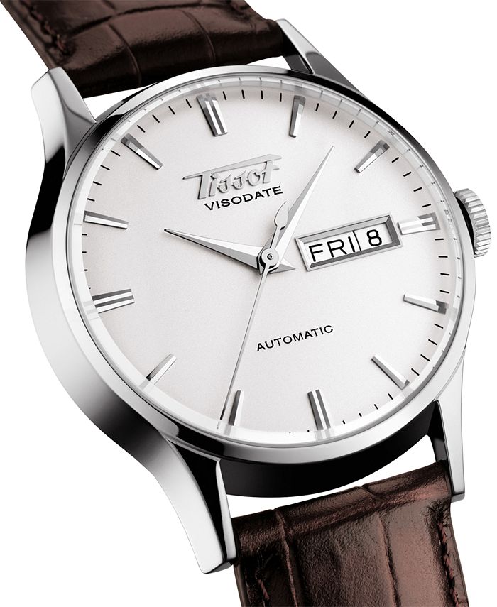 Tissot Men's Swiss Automatic Heritage Visodate Brown Leather Strap