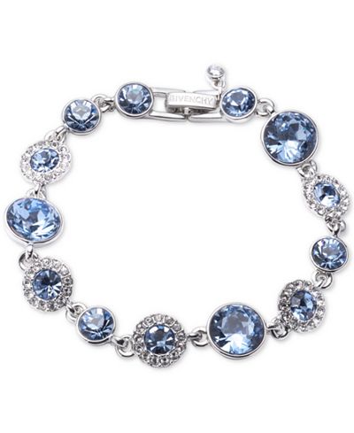 Givenchy Silver-Tone Blue Crystal Link Bracelet