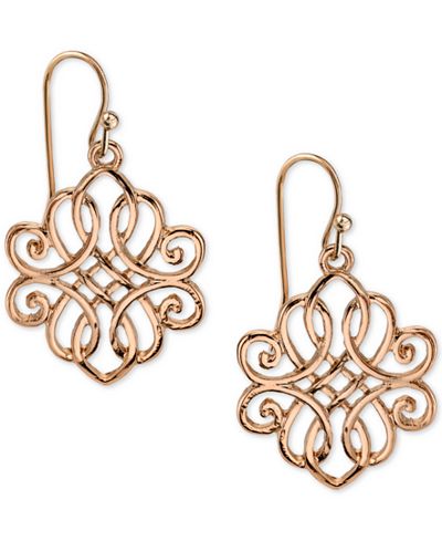 2028 Rose Gold-Tone Filigree Drop Earrings