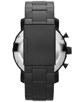 Fossil Men\'s Chronograph Nate Macy\'s Watch Stainless JR1401 50mm Steel Bracelet - Black-Tone