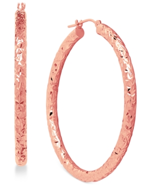 image of Large Crystal-Cut Hoop Earrings in 14k Rose Gold
