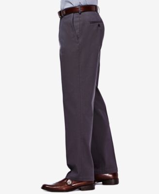 Men's Premium No Iron Khaki Classic Fit Flat Front Hidden Expandable Waist Pant