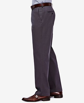 Haggar Men's Premium No Iron Khaki Classic Fit Flat Front Hidden Expandable  Waist Pant - Macy's