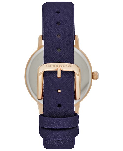 kate spade new york Women's Metro Navy Leather Strap Watch 34mm KSW1040