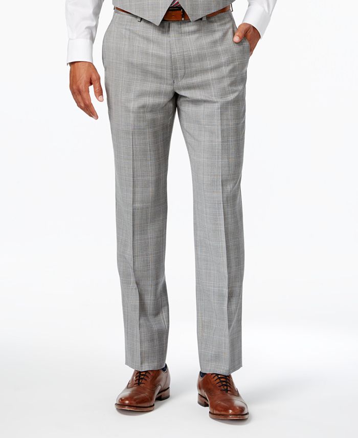 Michael Kors Men's Classic-Fit Light Gray Glen Plaid Vested Suit - Macy's