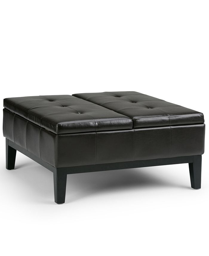 Simpli Home Poway Faux Leather Coffee Table Storage Ottoman - Macy's