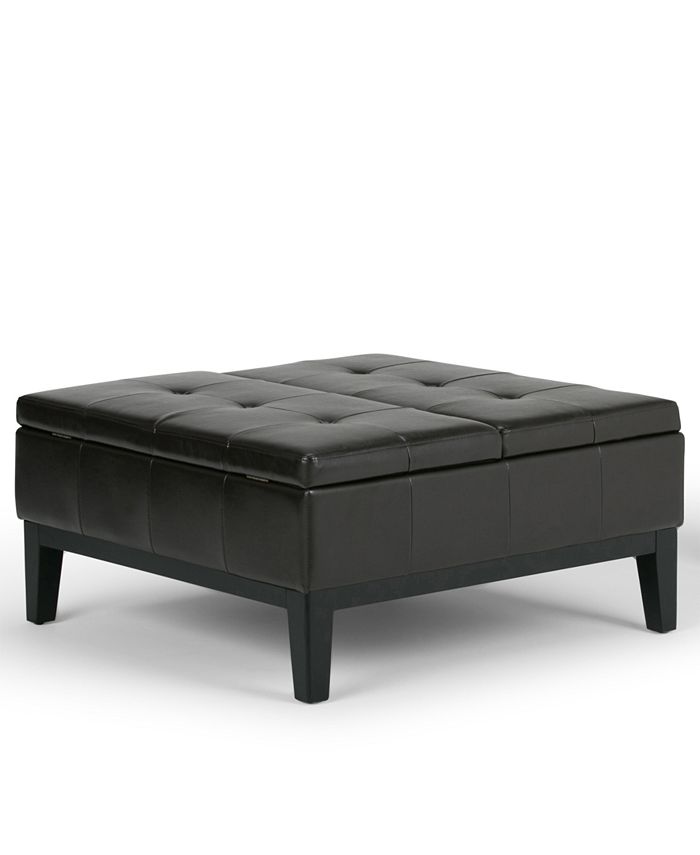 Simpli Home Poway Faux Leather Coffee Table Storage Ottoman - Macy's