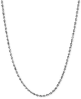 Macy's - Long Polished Diamond-Cut Rope Chain Necklace in 14k White Gold