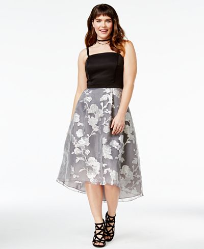 City Chic Trendy Plus Size Metallic Overlay Dress