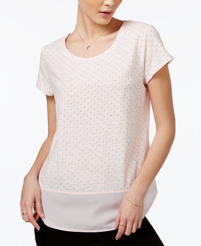 Maison Jules Polka-Dot-Print Contrast Top, Only at Macy's
