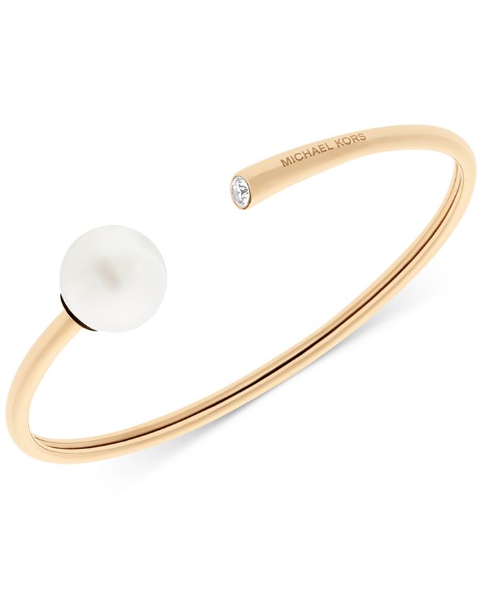 Michael Kors Pavé Imitation Pearl Cuff Bracelet - Macy's