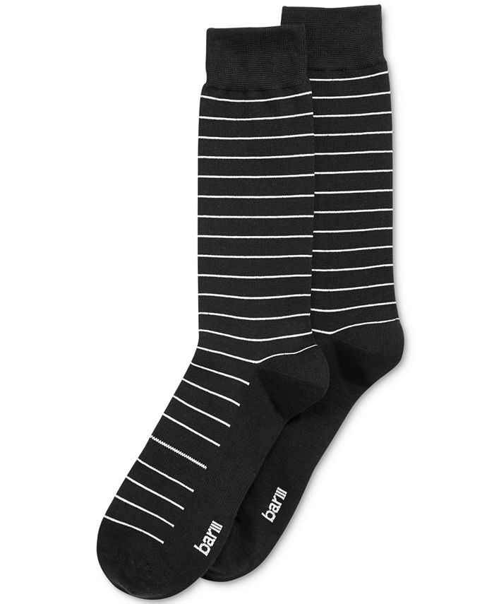 Bar III Men's Seamless Toe Patterned Fine Line Striped Dress Socks ...