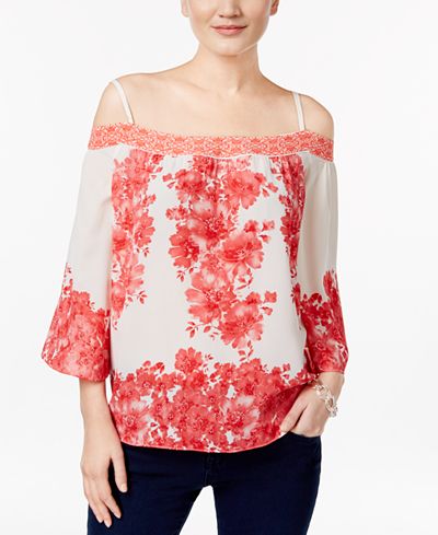 INC International Concepts Printed Off-The-Shoulder Top, Only at Macy's