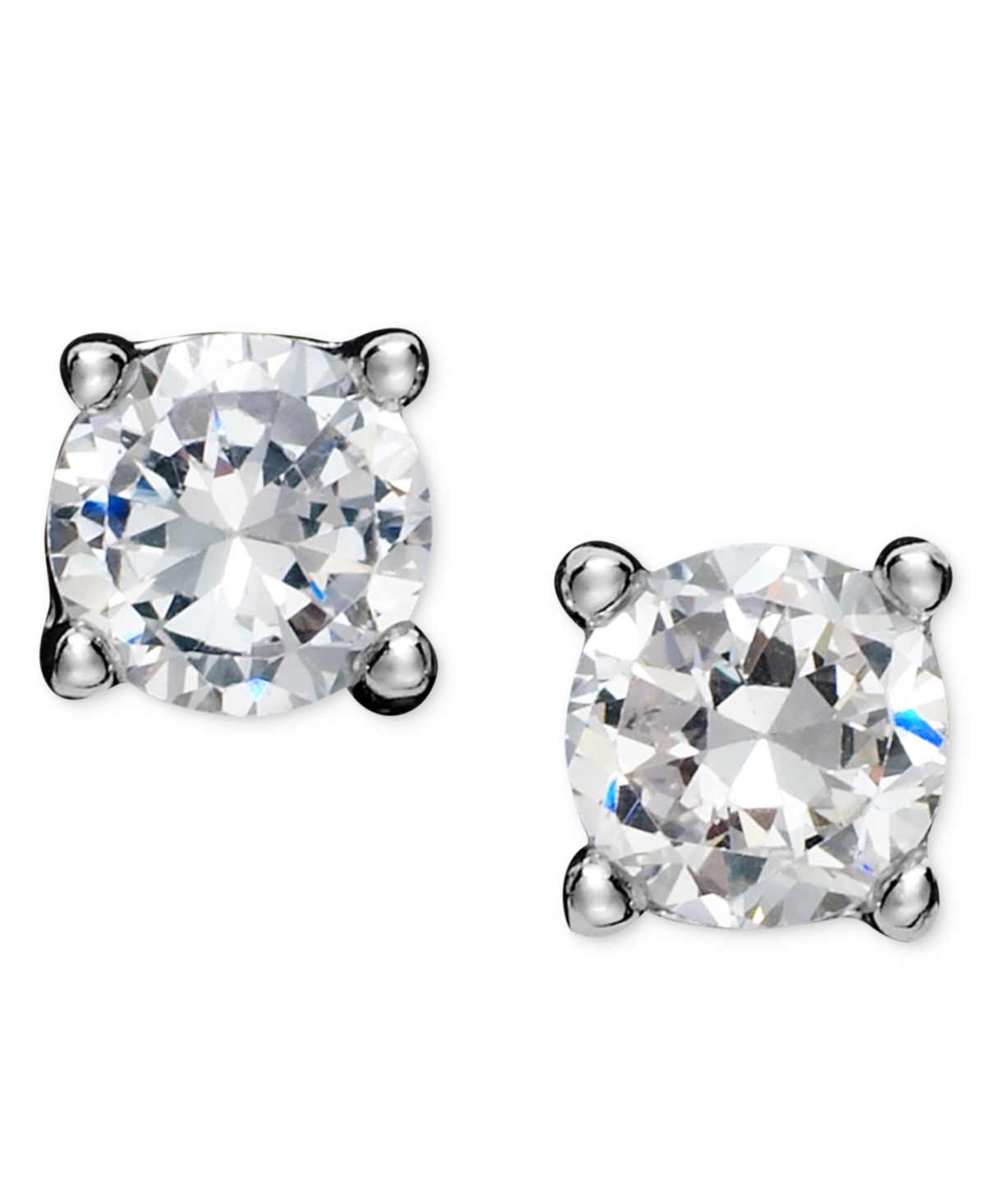 Giani Bernini 18k Gold and SterlingEarrings, Round Cubic Zirconia Studs (1/2 ct. t.w.) - Silver