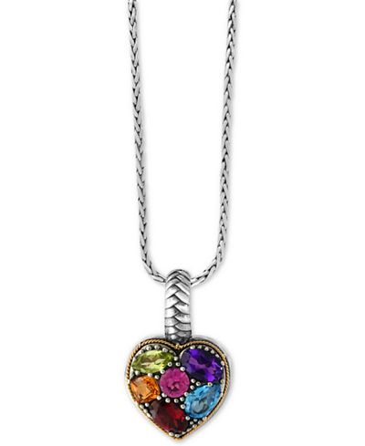 EFFY® Balissima Multi-Gemstone Pendant Necklace (2 ct. t.w.) in Sterling Silver and 18k Gold