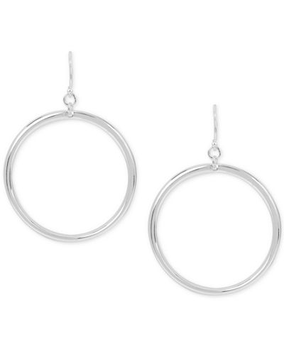 Touch of Silver Silver-Tone Drop Hoop Earrings