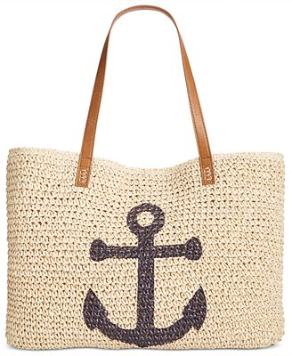 Style & Co Anchor Straw Beach Bag, Created for Macy's - Handbags ...