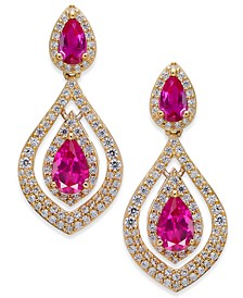 Emerald (1-1/2 ct. t.w.) & Diamond (3/4 ct. t.w.) Drop Earrings in 14k Gold (Also available in Ruby)