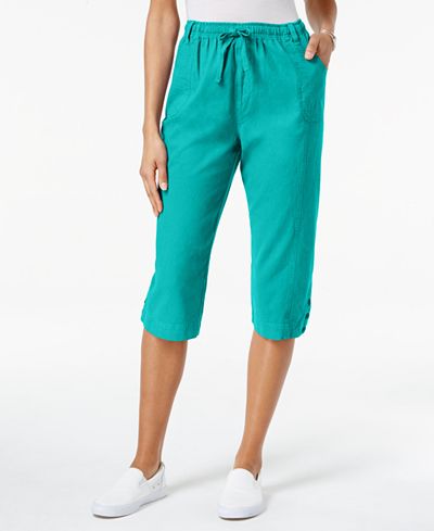 Karen Scott Petite Cotton Drawstring Capri Pants, Only at Macy's ...