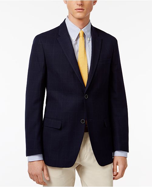 Tommy Hilfiger Men's SlimFit Navy Windowpane Sport Coat & Reviews