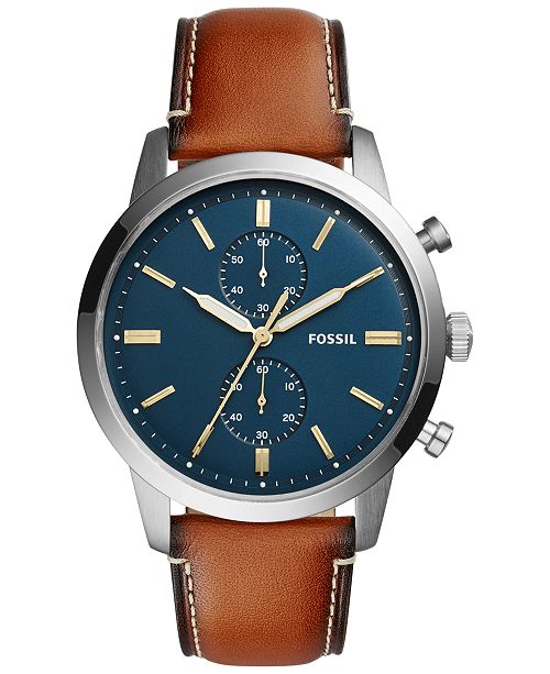 Fossil Men's Chronograph Townsman Light Brown Leather Strap Watch 44mm