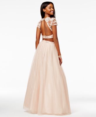 Say Yes to the Prom Juniors' 2-Pc. Sequined Cap-Sleeve Gown, A Macy's Exclusive